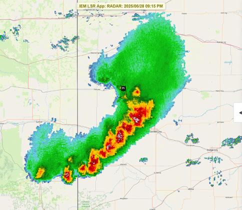 A screenshot of a radar image of the storm