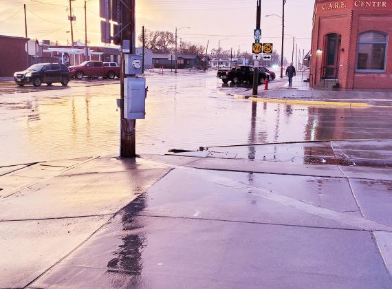 The 4-way after the rain storm Friday. Proving once again how bad the drainage is here.