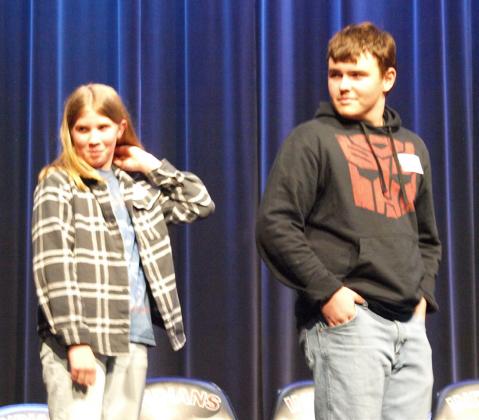 Jenna Koehn, 6th grade, and Zim Clark, 8th grade, were the last two spellers standing in the 2024 Wichita County Spelling Bee.