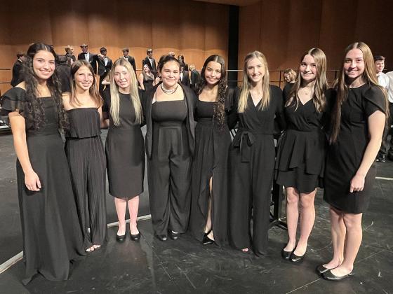 Honor Choir (Left to Right): Olivia Wedel, Jentri Porter, Kaylee Wilbur, Lilah Gerstberger, Sophia Wedel, Taylor Beedy, Jadee Crouch, Addison Simons