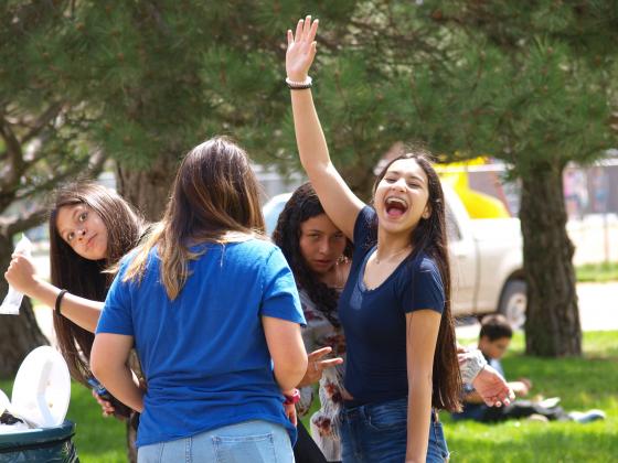 8th graders enjoying the tailgate party*th grade student