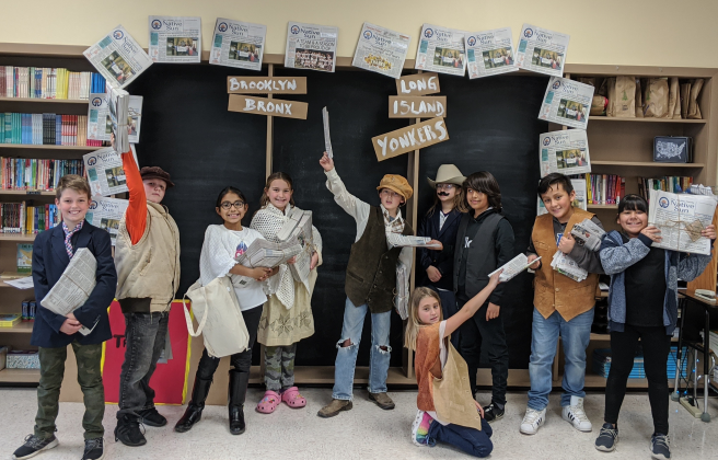 Mrs. Bauck's class as newsies