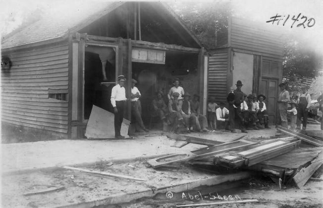 Above: This photograph, believed to be from Clyde Blackburn's personal collection, is simply marked as 'West of Main Street after the cyclone has passed.'