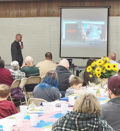 During the Annual Meeting of the Wichita County Conservation District, attendees learned that a bell from a church in Coronado was saved from sharing in the rest of the town's fate and relocated to Leoti. It is now at home at TRINITY Fellowship Church (formerly Leoti United Methodist Church). This photo and those on page 9, courtesy Darla Lewis