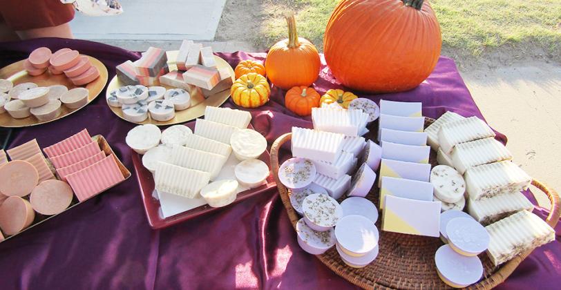 Above: A variety of soaps, handmade by Nicole Fischer, are available for purchase (and scent testing).
