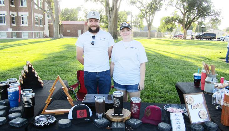 Above: Beard &amp;amp; Bliss, otherwise known as Wyatt and Sophie Wentz, display a wide assortment of customized home decor items, jewelry, and drinkware.