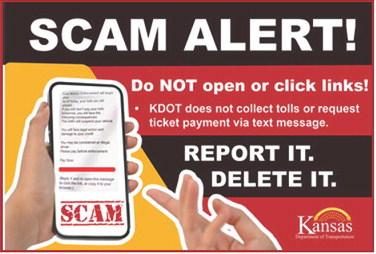 Don’t fall victim: Text scams involving KDOT continue to plague motorists across the U.S.