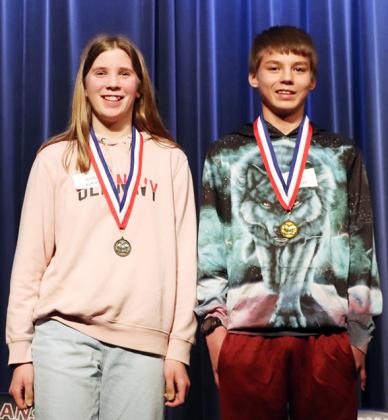 Pictured above, Wichita County Spelling Bee Winners, Jenna Koehn, runner-up, and Malaky Colbary. Colbary will represent Wichita County at the KPA Sunflower State Spelling Bee in Salina on March, 22. Photos courtesy Sara Brown