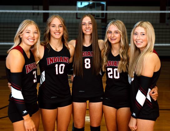 Below: WCHS Lady Indians seniors (L-R): Breanne Ricke, Kenzie Porter, Addison Simons, Marcy Baker, Kaylee Wilbur. Photo courtesy Kelsie Tilton