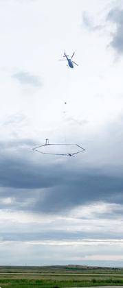 Airborne electromagnetic surveying near Goodland in summer of 2024. Photo credit: Jim Butler, Kansas Geological Survey.