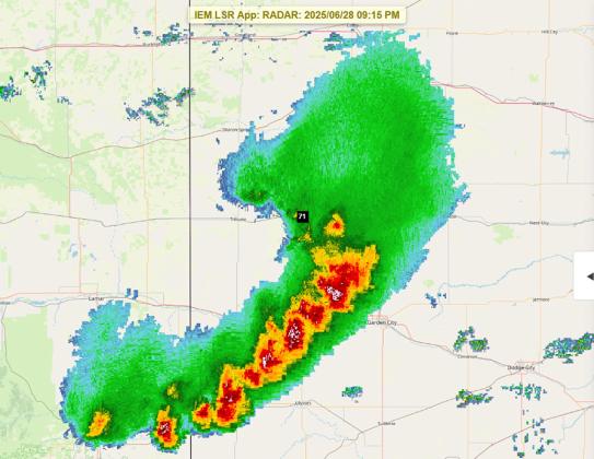 A screenshot of a radar image of the storm