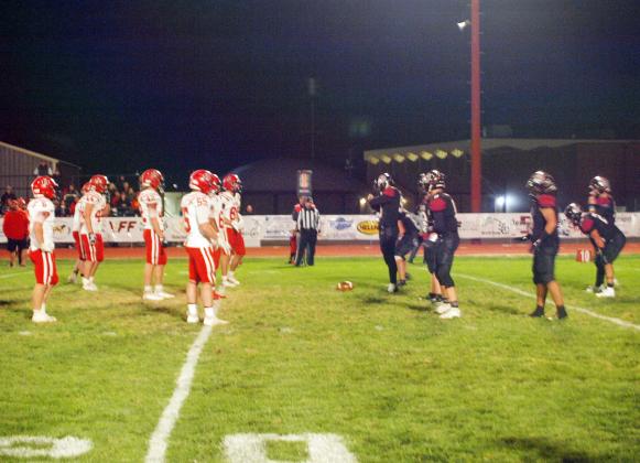 The Wichita County Indians, pictured below in home black, worked themselves into some terrible field position taking penalties in the sectional playoff game against visiting Hoxie. Here they're near their own 20 yard line, determined as always to find the end zone.