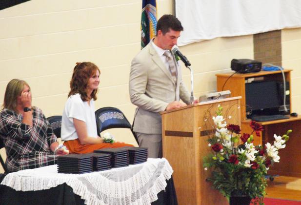 WCHS Principal Brant Douglas speaks to the class and crowd.