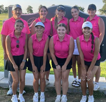 Johnson Back Row - Coach Brown, Cheyenne Rutherford, Audrina Marcy, Abbey Meyer, Katelyn Thurman. Front Row - Evy Thurman, Jentri Porter, Kimberly Meyer, Sophia Wedel. Photo by Janee Porter