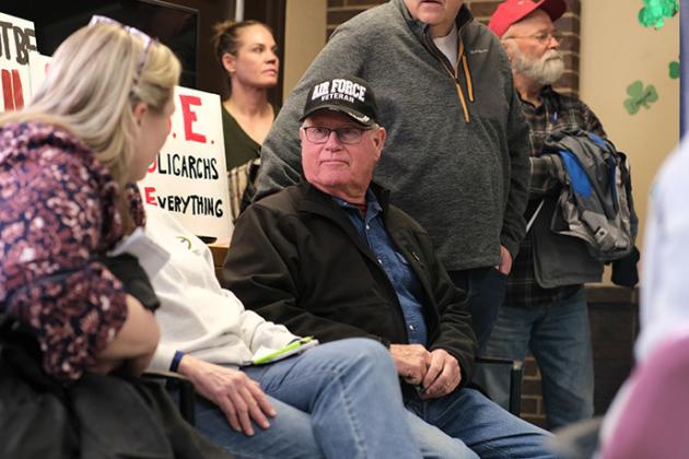 Members of the crowd at the meeting in Logan County. Calen Moore/Kansas News Service