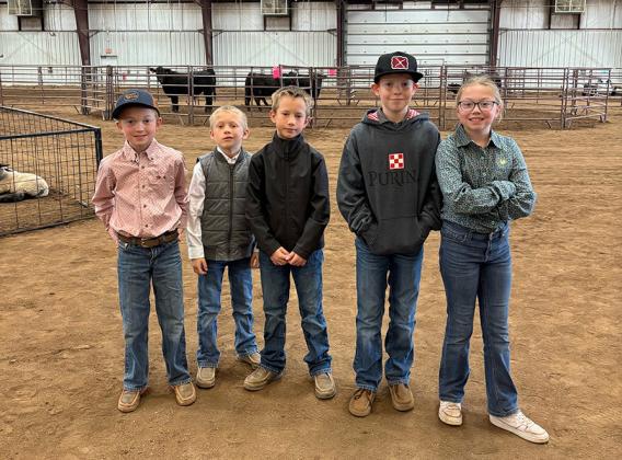 4-H division livestock judging members: L to R: Quaid Imler, Crue Larson, Cauy Larson, Reid Marcy, &amp;amp; Lyvia Imler