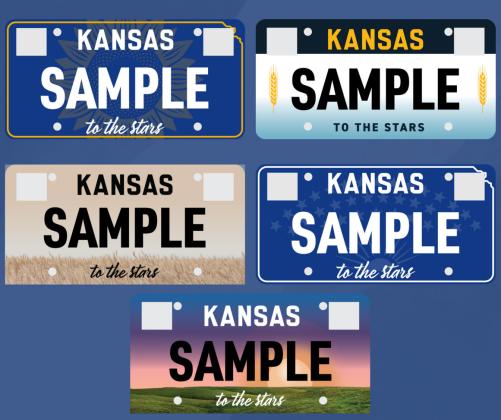 The Kansas Department of Revenue is had Kansans take part in an online vote to select a new background for the state’s personalized license plates. There were five options. (Kansas Department of Revenue)
