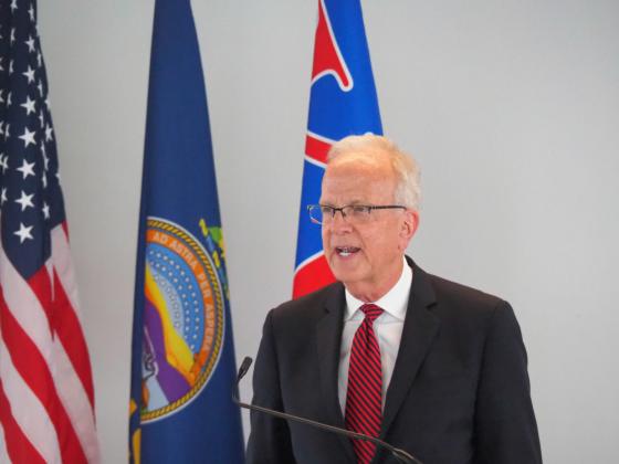 U.S. Sen. Jerry Moran, R-Kansas, is among members of the Kansas congressional delegation quick to condemn Venezuelan President Nicolas Maduro and request detailed briefings on use of the U.S. military to take Maduro into custody. In this image, Moran speaks during a 2024 public event in Kansas. (Photo by Tim Carpenter/Kansas Reflector)