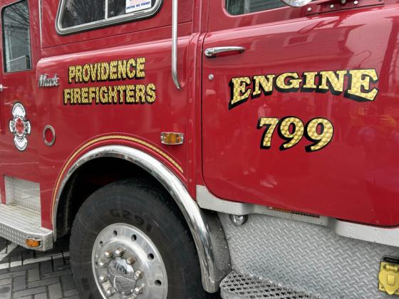 A decades-old pumper truck owned by the Providence Fire Department in Rhode Island, where it’s used for events and ceremonies. Providence is one of dozens of cities accusing fire truck manufacturers of conspiring to suppress the supply of trucks, raising prices and driving up delivery times. (Photo by Janine L. Weisman/Rhode Island Current)