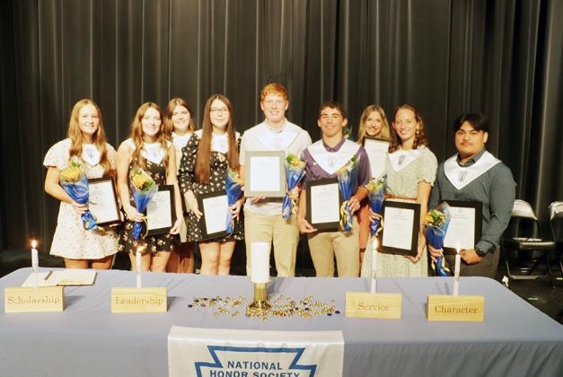 Above: Newly-inducted National Honor Society Members (L-R): Tessa Bauck, Jayah Case, Camryn Biermann, Nancy Ortiz-Chavez, Holden Whalen, Tyson Peters, Taylor Beedy, Joleigh Mazanec, Benedict Herbias Below: The WCHS National Honor Society Photos courtesy Sara Brown