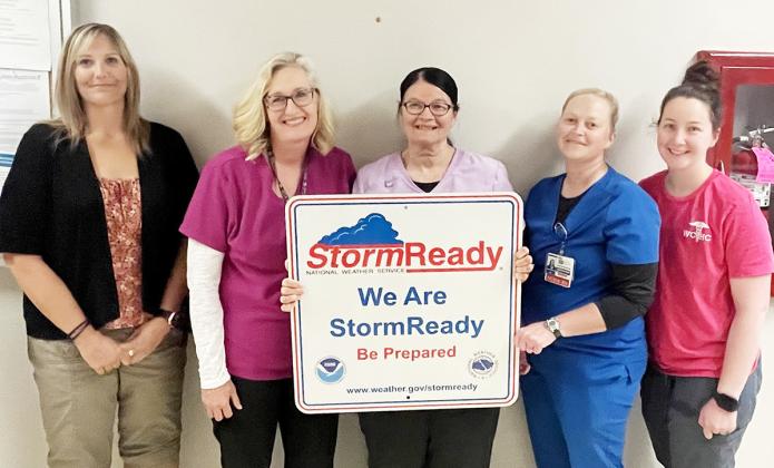 Above: Celebrating the incredible accomplishment of becoming StormReady are (L-R): Mindi Bremer RN, EPM, SO, Melissa Ellis RN, Jenet Gardner RN, Amanda Gerstberger RN, Paige Baum RN Provided