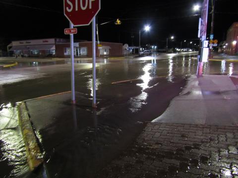 Flooding at four way stop