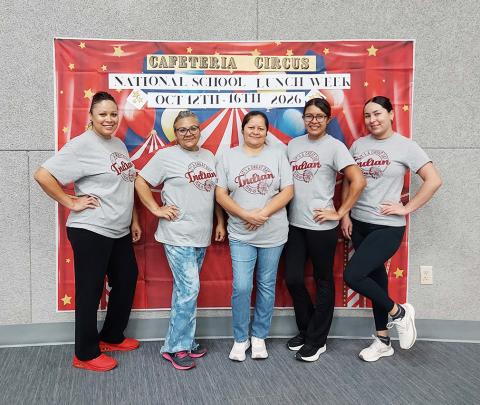 Cafeteria Circus: (L to R): Cristina Torres, Cristina Lopez, Rosa Marchant, Selena Gonzalez, Michelle Alatorre Photo courtesy Tammy Mason