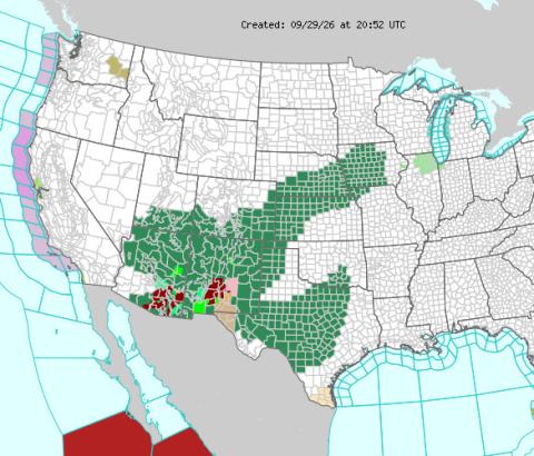 In this graphic from the National Weather Service, the dark green shows a the vast area of Flood Watch.