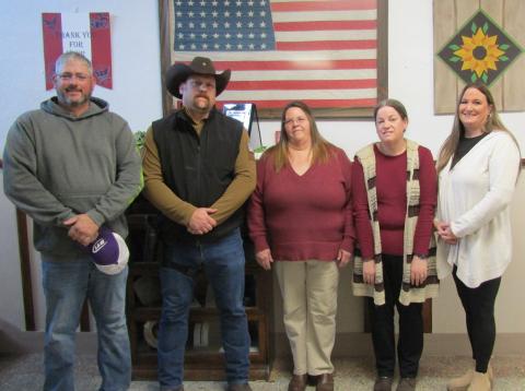 Above: Commissioner Carpenter, Sheriff Casper, County Clerk Kreutzer, Register of Deeds Leimkuhler, County Attorney Lewis. Not pictured: Magistrate Judge Korina Wedel, Commissioner Jason Wells