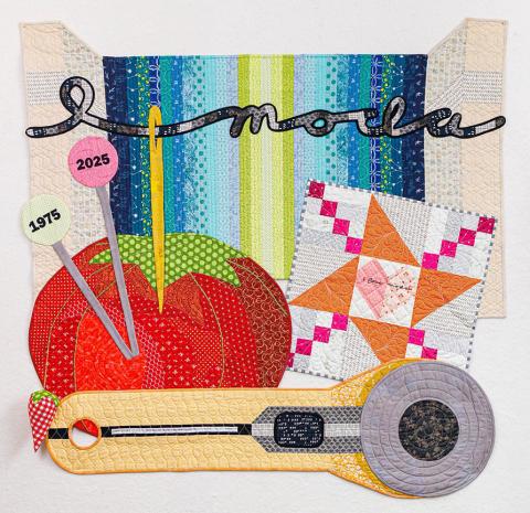 Sharla Krenzel won 1st Place in the Art Quilt category with this quilt in Moda Fabric's 50th Anniversary quilt contest.