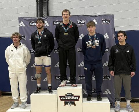 Friends University wrestler Wyatt Gardner tops the podium at the KCAC tournament, and earns a spot in the NAIA National Championship tournament