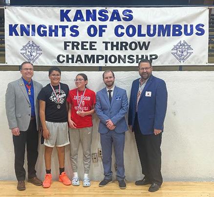 L-R: Gary Wondra, State Deputy; Bryan Michel; Brianna Michel; Trystan Mies, State Free-throw Chairman; Kevin Roberts, State Secretary.