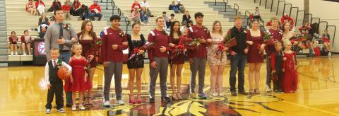 2025 Winter Homecoming Court. Featuring King Zane Gerstberger and Queen Sophia Wedel.