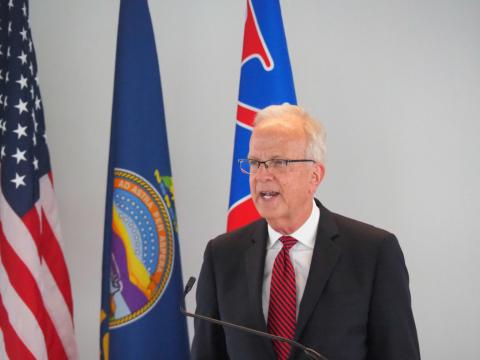 U.S. Sen. Jerry Moran, R-Kansas, is among members of the Kansas congressional delegation quick to condemn Venezuelan President Nicolas Maduro and request detailed briefings on use of the U.S. military to take Maduro into custody. In this image, Moran speaks during a 2024 public event in Kansas. (Photo by Tim Carpenter/Kansas Reflector)