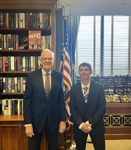 Senator Jerry Moran meets with WCHS student Tyson Peters