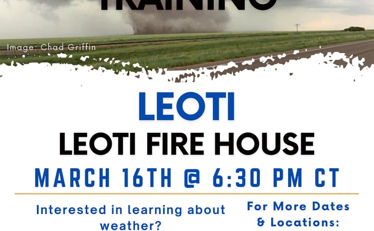 Save the Date: NWS Goodland Hosts Annual Storm Spotter Training Classes in Leoti March 16