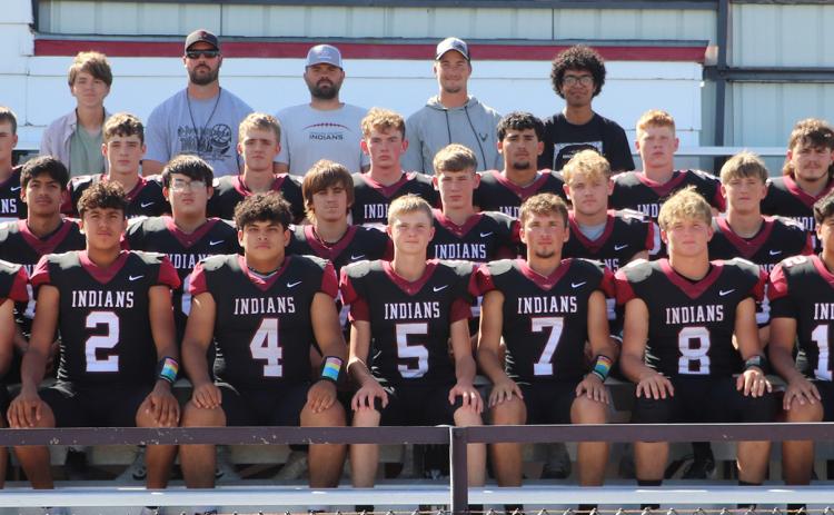 Back row (L-R): Braxton Reed, Coach Haydon Parks, Coach Bryce Nickelson, Coach Brant Douglas, Santi Garcia. 3rd row: Zane Gerstberger, Huck Carpenter, Chase Carpenter, Rylan Schmidt, Ernesto Zermeno, Holden Whalen, Zim Clark. 2nd row: Gavvan Castillo, Adan Plascencia, Ricardo Castillo, Colton Heronemus, Quentin Koehn, Cashton Young, Gannon West, Chadryn Smades. Front row: Tyson Peters, Christian Figueroa, Pablo Reyes II, Kade Gerstberger, Dylan Luna, Beau Porter, David Romero. Photo courtesy Sara Brown