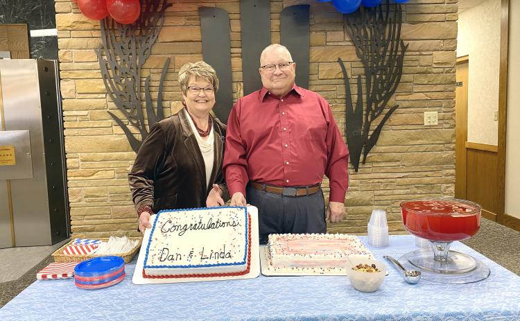 Linda and Dan Duphorne's long years of service in the community with First insurance of Leoti were celebrated at a retirement party for them at Western State Bank. Photos courtesy Simone Elder