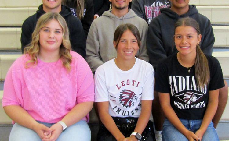 2025 Fall Homecoming Court: First (back) row: Freshman Attendant, Huck Carpenter; Second row: Sophomore Attendants, Eleny Sillas and Jaden Rito; Third row: Junior Attendants, Cheyenne Rutherford and Gannon West; Second Row: King Candidates, Cashton Young, Dylan Luna, David Romero; Front Row: Queen Candidates, Laney Biel, Jentri Porter, Evy Thurman. Not pictured: Freshman Attendant, Emerson Biermann.