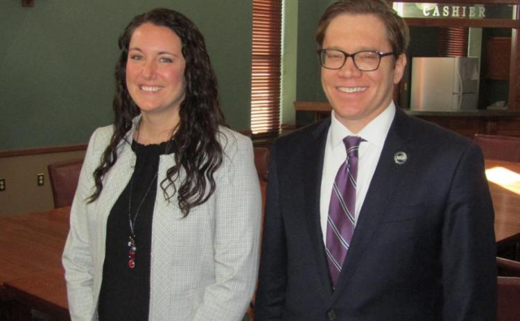 Above: Wichita County Economic Development Director Nikki Bjurstrom met with Lt. Governor David Toland during his visit to Leoti on November 18.