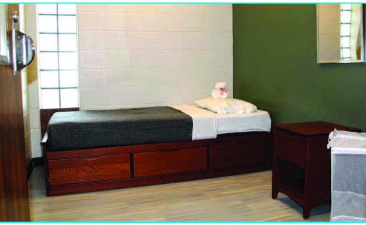 The new children’s shelter in Finney County has 14 beds for teens. The shelter is inside, but separated from the Southwest Kansas Regional Juvenile Detention Center. Corinne Boyer / Kansas News Service