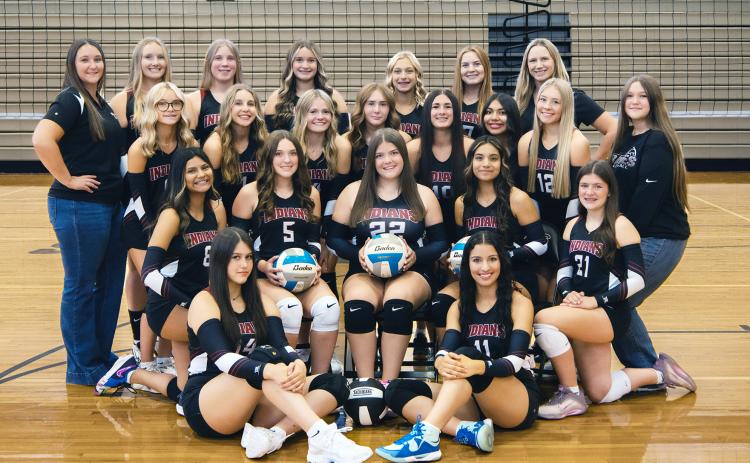 2026 WCHS Lady Indians Volleyball Team. Back row (L-R): Coach Preedy, Jessa Berry Jenna Koehn, Jadee Crouch, Adilyn Berning, Jazlin Fritzmeier, Coach Geyer. Second row: Macy Ames, Cele Baker, Madison Ames, Katelyn Price, Mya Sigala, Yakie Barrera, Rylee