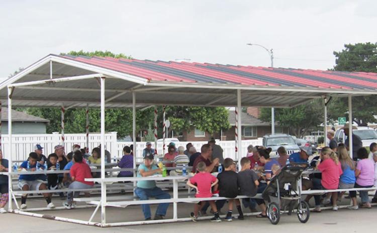 Above: Just one section of covered tables diners filled for the event.
