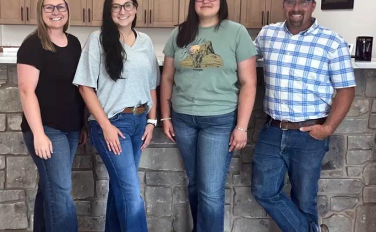 Berning Veterinary Services staff (L-R): Office Assistant, Hannah DeWitt; Dr. Jayden Simpson, Veterinarian; Office Assistant, Dakira Limon; Dr. Kyle Berning, Veterinarian