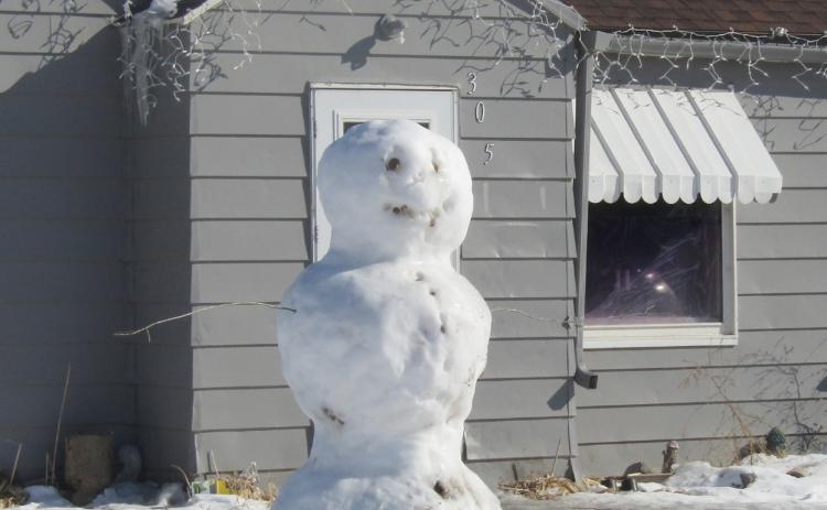 Frosty lost his hat! Looks like some playful Leotians took advantage of the snow to burn off some energy in a fun, creative way. How often do we get enough snow to make a snowman? Well done!