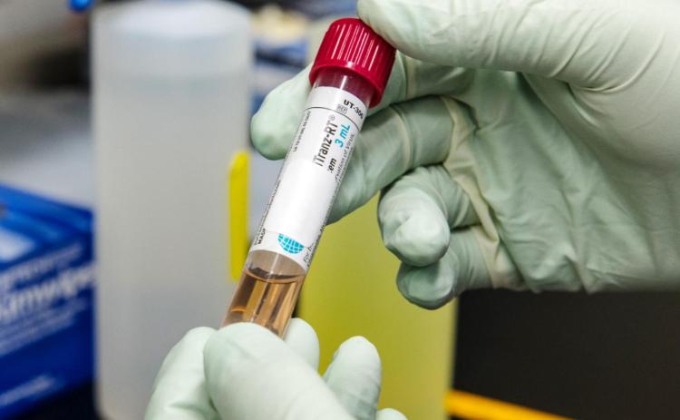 A nursing home in Norton has been identified as a cluster site for COVID-19 with at least 37 positive tests among residents. This image depicts a test tube with viral transport media that contained a patient’s sample to be tested for the presence of the virus that causes COVID-19. (Centers for Disease Control and Prevention)