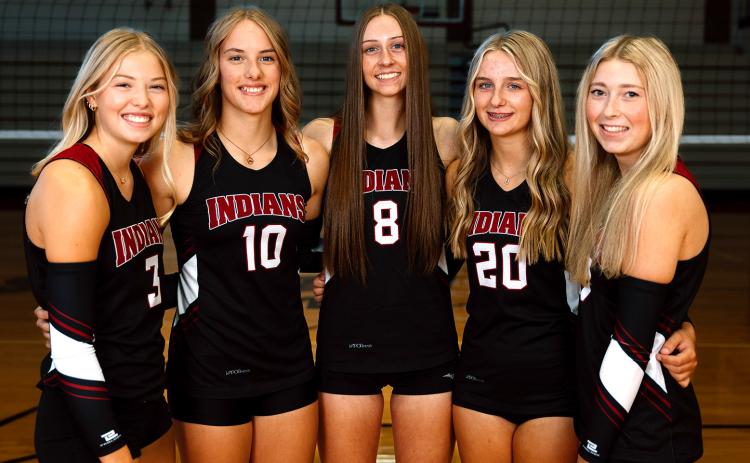 Below: WCHS Lady Indians seniors (L-R): Breanne Ricke, Kenzie Porter, Addison Simons, Marcy Baker, Kaylee Wilbur. Photo courtesy Kelsie Tilton