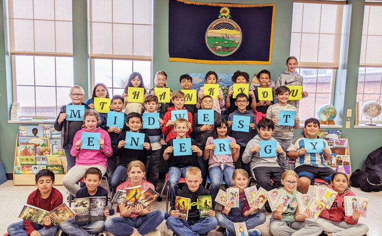 Members of Mrs. Bauck's 4th grade class at WCES say, 'Thank you, Midwest Energy.' Story and Photo courtesy Mrs. Andrea Bauck