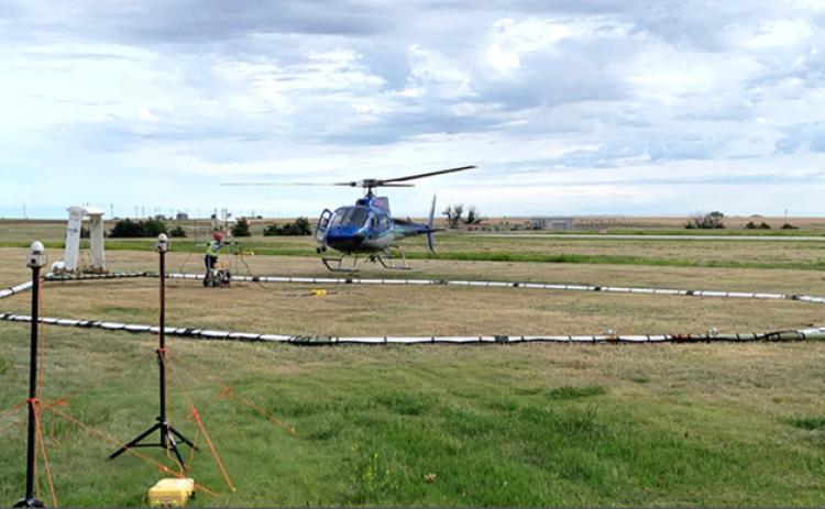 Airborne electromagnetic surveying will take place in west-central Kansas in mid-June into early July as part of a multi-agency effort to assess conditions in the Ogallala aquifer. The Kansas Geological Survey, based at the University of Kansas, is part of the project. Photo credit: Jim Butler, Kansas Geological Survey.