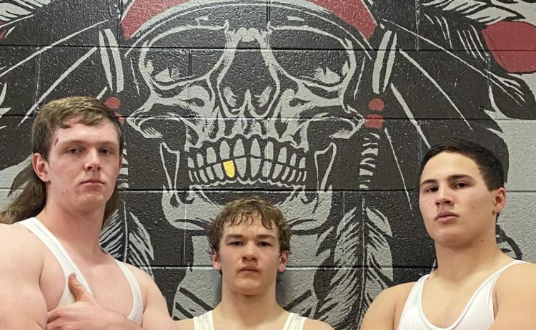 Right: WCHS wrestlers heading to the State Championship tournament in Hays (L-R): Chandler Seaton, son of Stacy and JoAnne Seaton; Wyatt Gardner, son of Ben and Misty Gardner; Tristen Porter, son of Brent and Janee Porter. Photo courtesy Misty Gardner